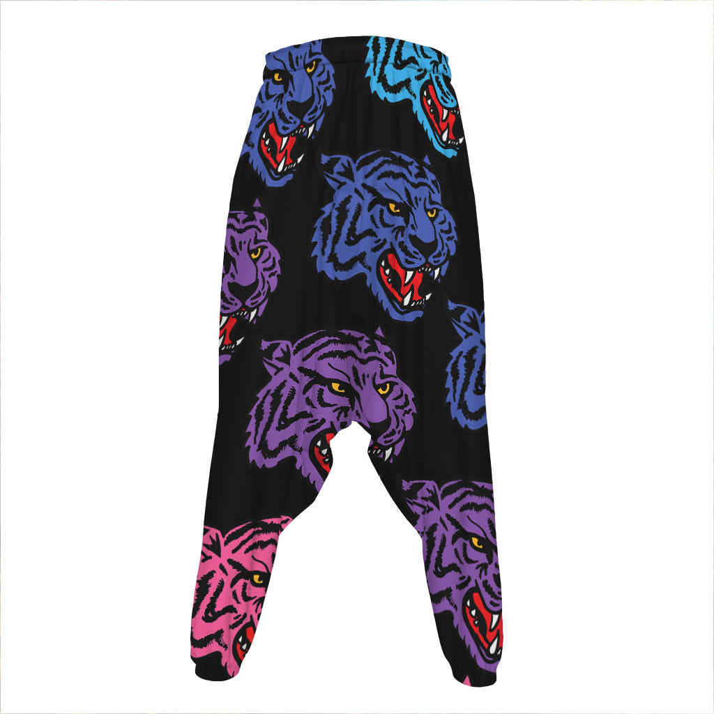 Colorful Tiger Head Pattern Print Hammer Pants