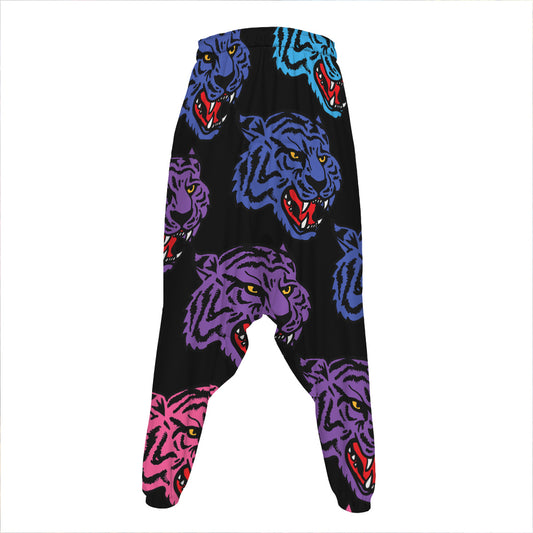 Colorful Tiger Head Pattern Print Hammer Pants