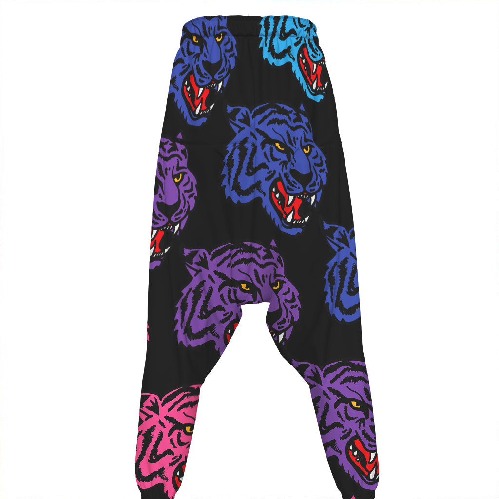 Colorful Tiger Head Pattern Print Hammer Pants
