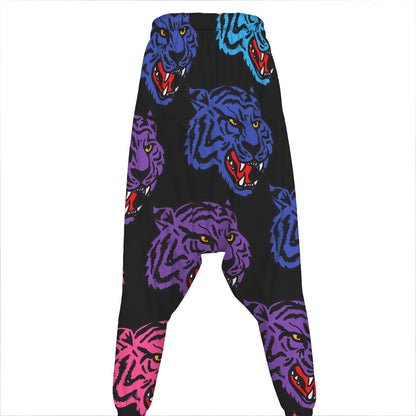 Colorful Tiger Head Pattern Print Hammer Pants