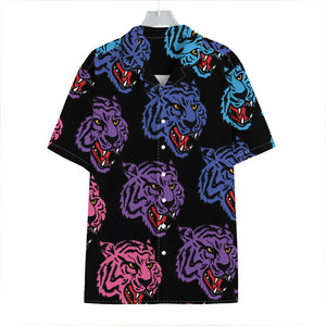 Colorful Tiger Head Pattern Print Hawaiian Shirt