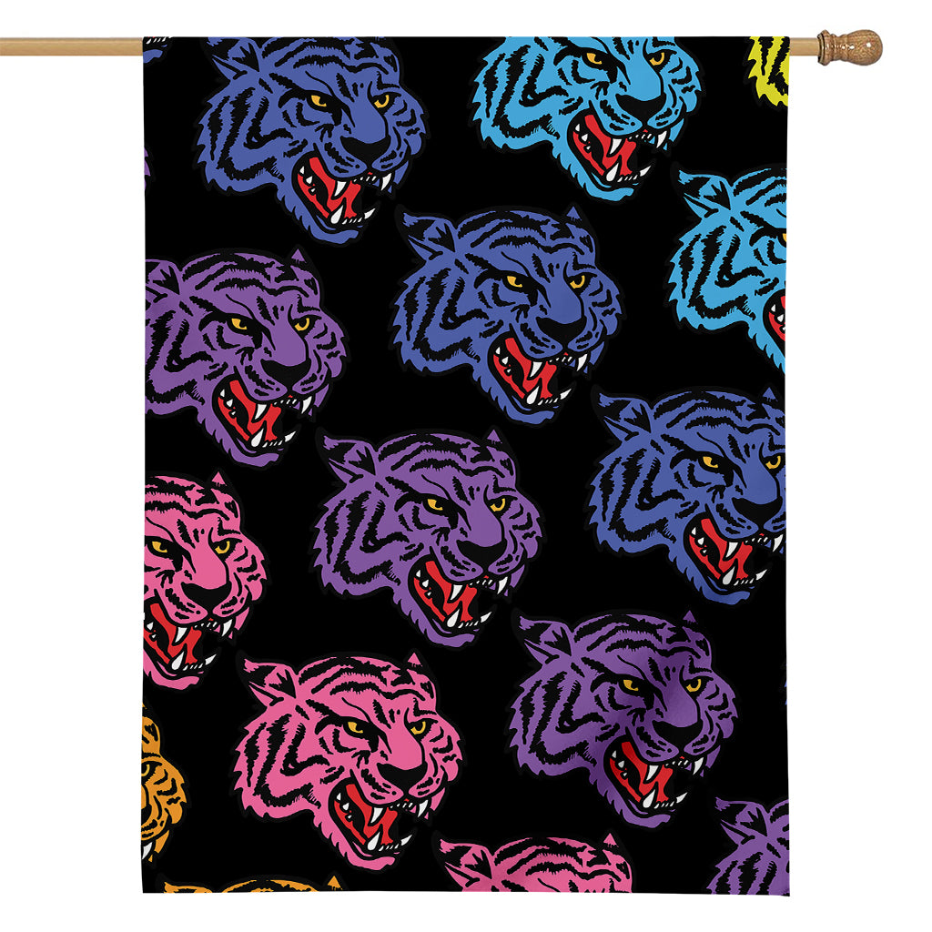 Colorful Tiger Head Pattern Print House Flag