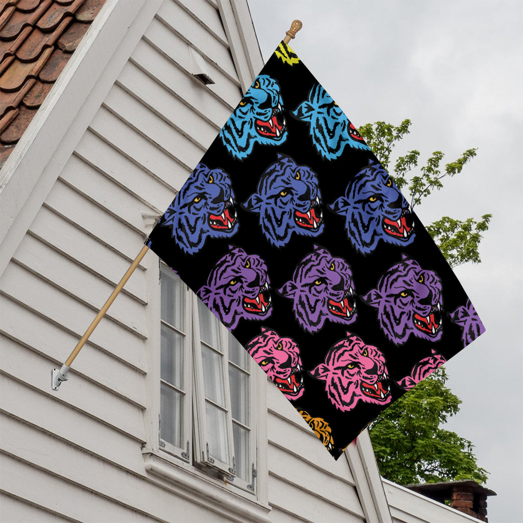 Colorful Tiger Head Pattern Print House Flag