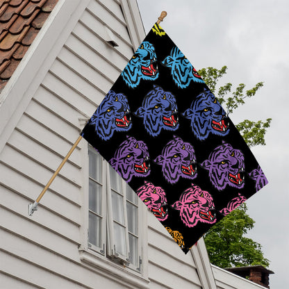 Colorful Tiger Head Pattern Print House Flag