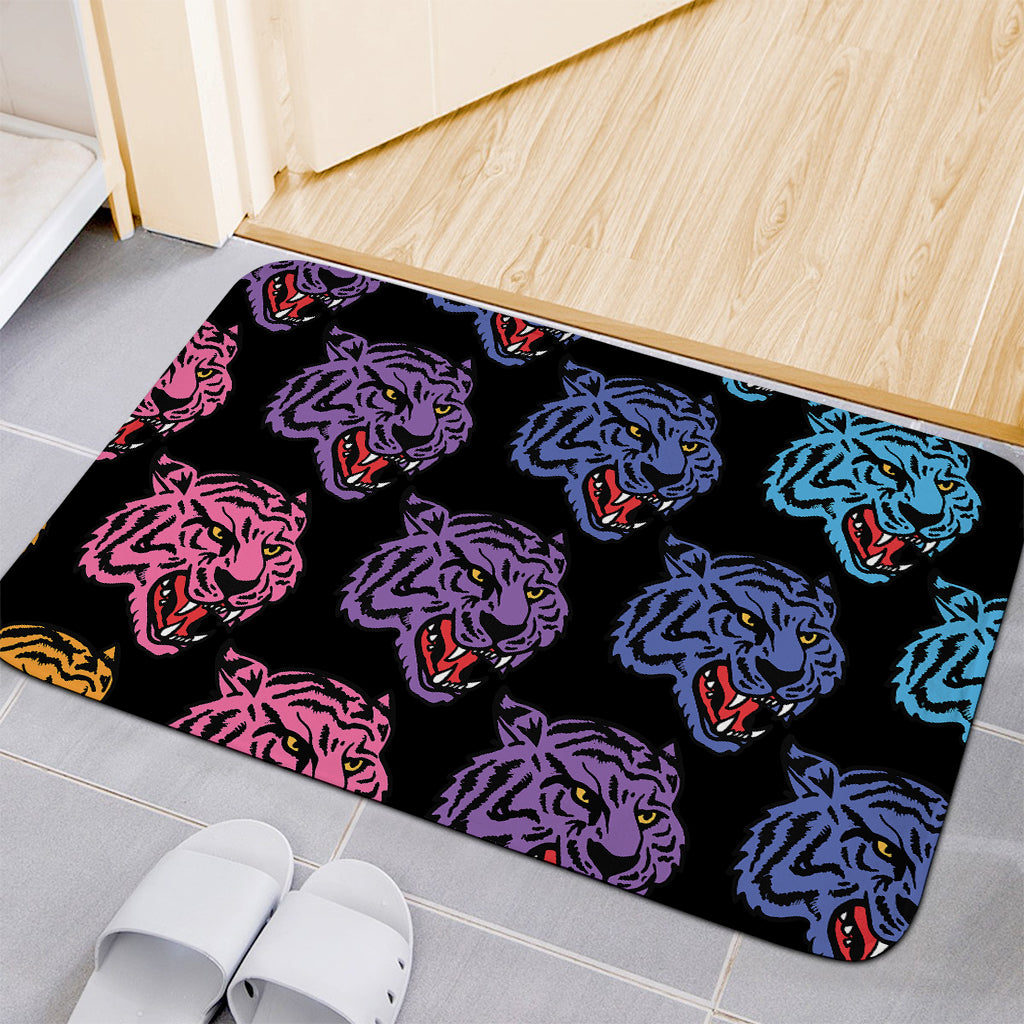 Colorful Tiger Head Pattern Print Indoor Door Mat