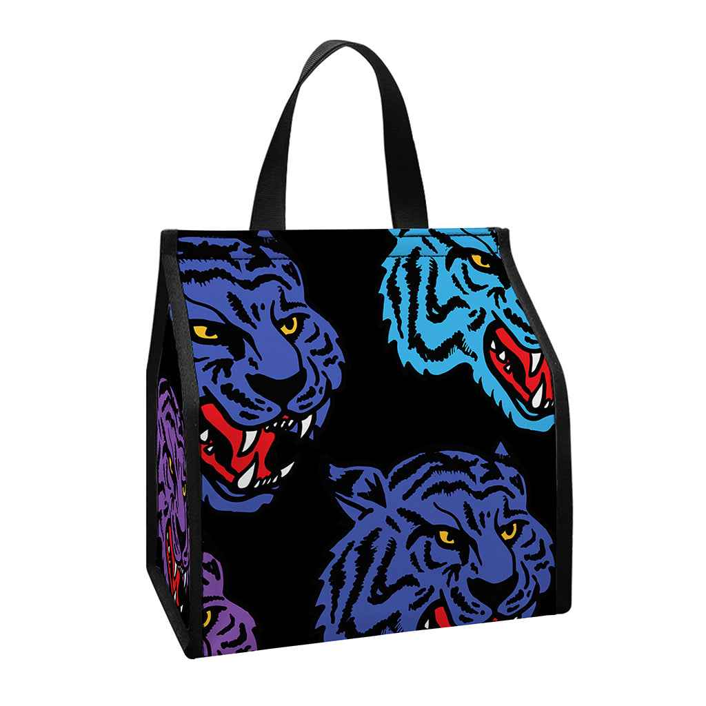 Colorful Tiger Head Pattern Print Insulated Lunch Tote