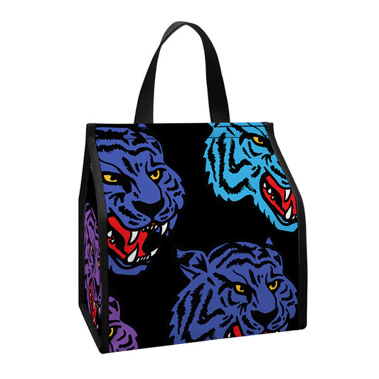 Colorful Tiger Head Pattern Print Insulated Lunch Tote