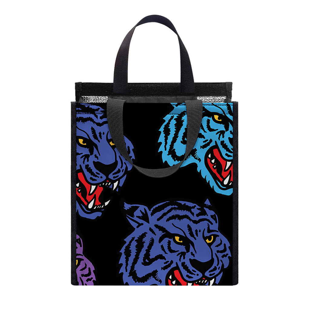 Colorful Tiger Head Pattern Print Insulated Lunch Tote