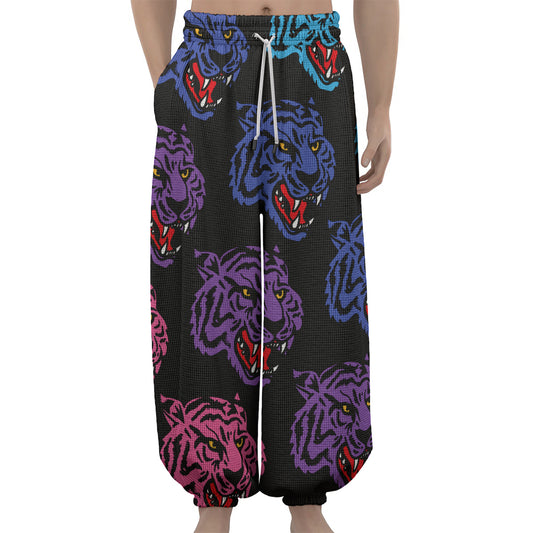 Colorful Tiger Head Pattern Print Lantern Pants