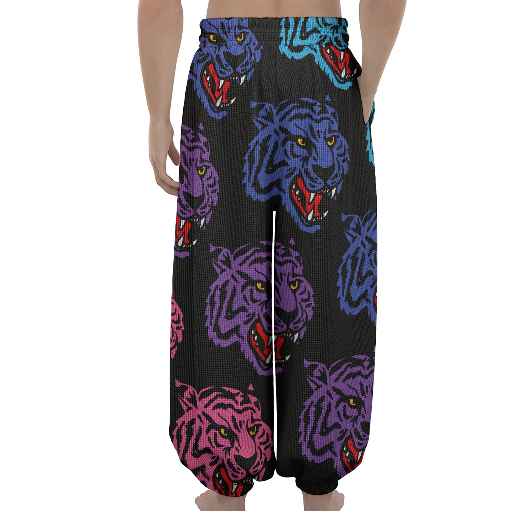 Colorful Tiger Head Pattern Print Lantern Pants