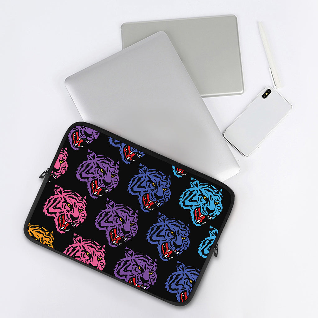 Colorful Tiger Head Pattern Print Laptop Sleeve