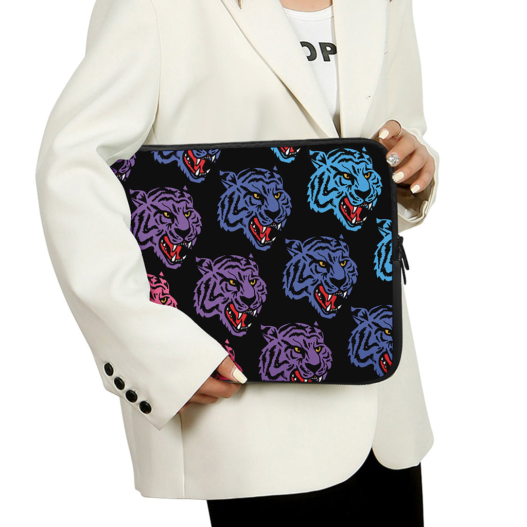Colorful Tiger Head Pattern Print Laptop Sleeve
