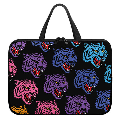 Colorful Tiger Head Pattern Print Laptop Sleeve With Handle