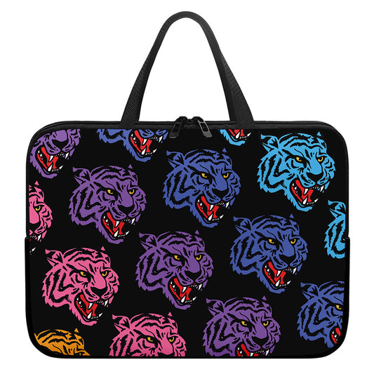 Colorful Tiger Head Pattern Print Laptop Sleeve With Handle