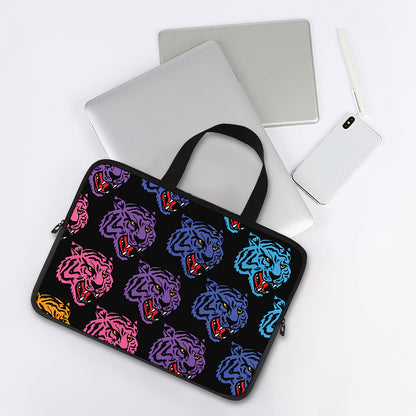 Colorful Tiger Head Pattern Print Laptop Sleeve With Handle