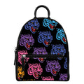 Colorful Tiger Head Pattern Print Leather Backpack