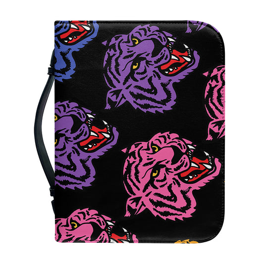 Colorful Tiger Head Pattern Print Leather Bible Cover