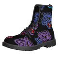 Colorful Tiger Head Pattern Print Lace-Up Boots