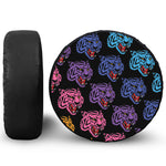 Colorful Tiger Head Pattern Print Leather Spare Tire Cover