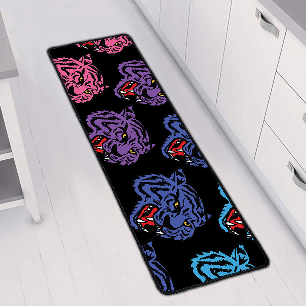 Colorful Tiger Head Pattern Print Long Kitchen Mat