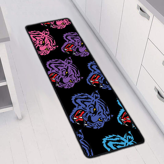 Colorful Tiger Head Pattern Print Long Kitchen Mat
