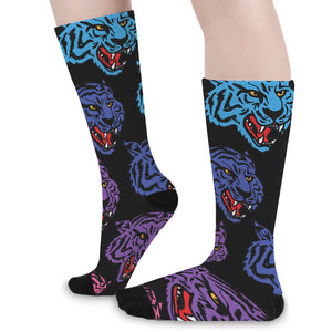 Colorful Tiger Head Pattern Print Long Socks