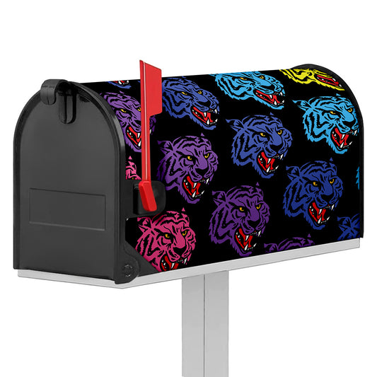 Colorful Tiger Head Pattern Print Mailbox Cover
