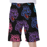 Colorful Tiger Head Pattern Print Men's Beach Shorts
