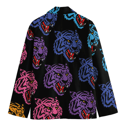 Colorful Tiger Head Pattern Print Men's Blazer