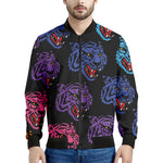 Colorful Tiger Head Pattern Print Men's Bomber Jacket