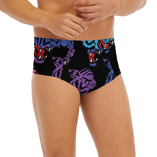 Colorful Tiger Head Pattern Print Men's Briefs