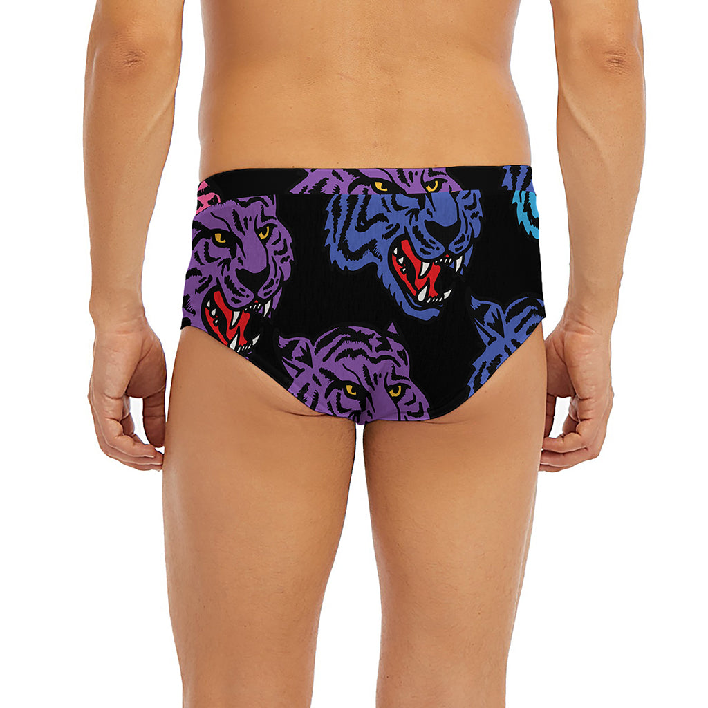 Colorful Tiger Head Pattern Print Men's Briefs