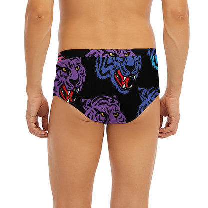 Colorful Tiger Head Pattern Print Men's Briefs
