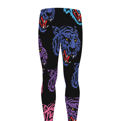 Colorful Tiger Head Pattern Print Men's leggings