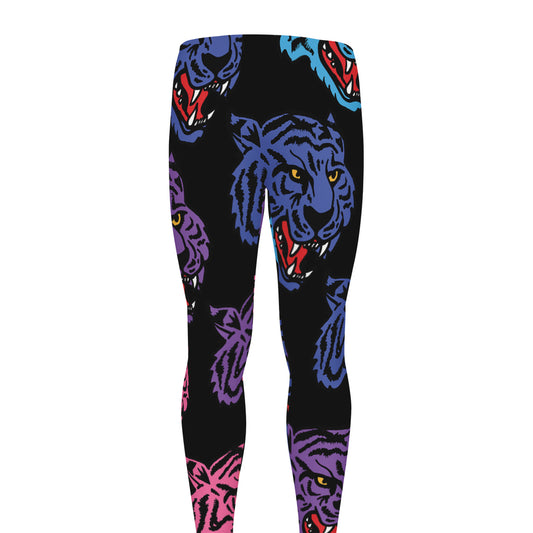 Colorful Tiger Head Pattern Print Men's leggings