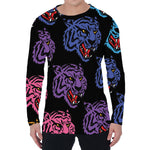 Colorful Tiger Head Pattern Print Men's Long Sleeve T-Shirt