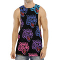 Colorful Tiger Head Pattern Print Men's Muscle Tank Top
