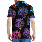 Colorful Tiger Head Pattern Print Men's Polo Shirt