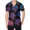 Colorful Tiger Head Pattern Print Men's Shirt