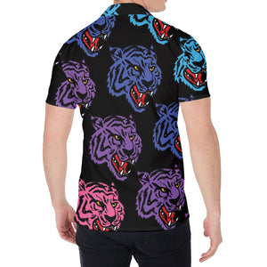 Colorful Tiger Head Pattern Print Men's Shirt