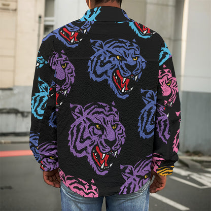 Colorful Tiger Head Pattern Print Men's Shirt Jacket