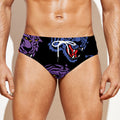 Colorful Tiger Head Pattern Print Men's Swim Briefs
