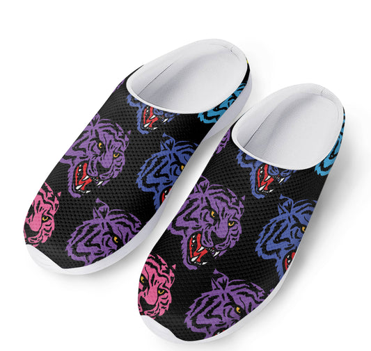 Colorful Tiger Head Pattern Print Mesh Casual Shoes