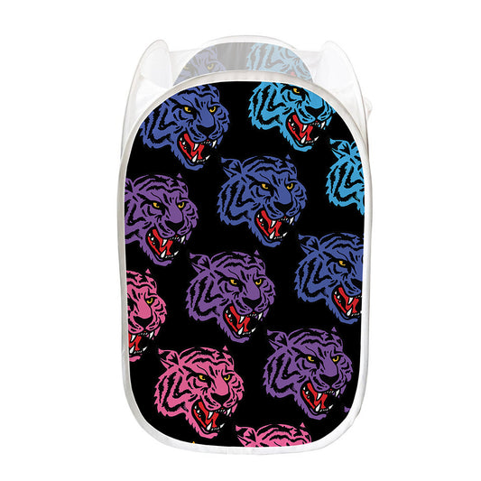 Colorful Tiger Head Pattern Print Mesh Laundry Hamper