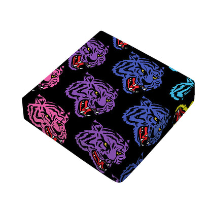 Colorful Tiger Head Pattern Print Outdoor Seat Cushion Cover