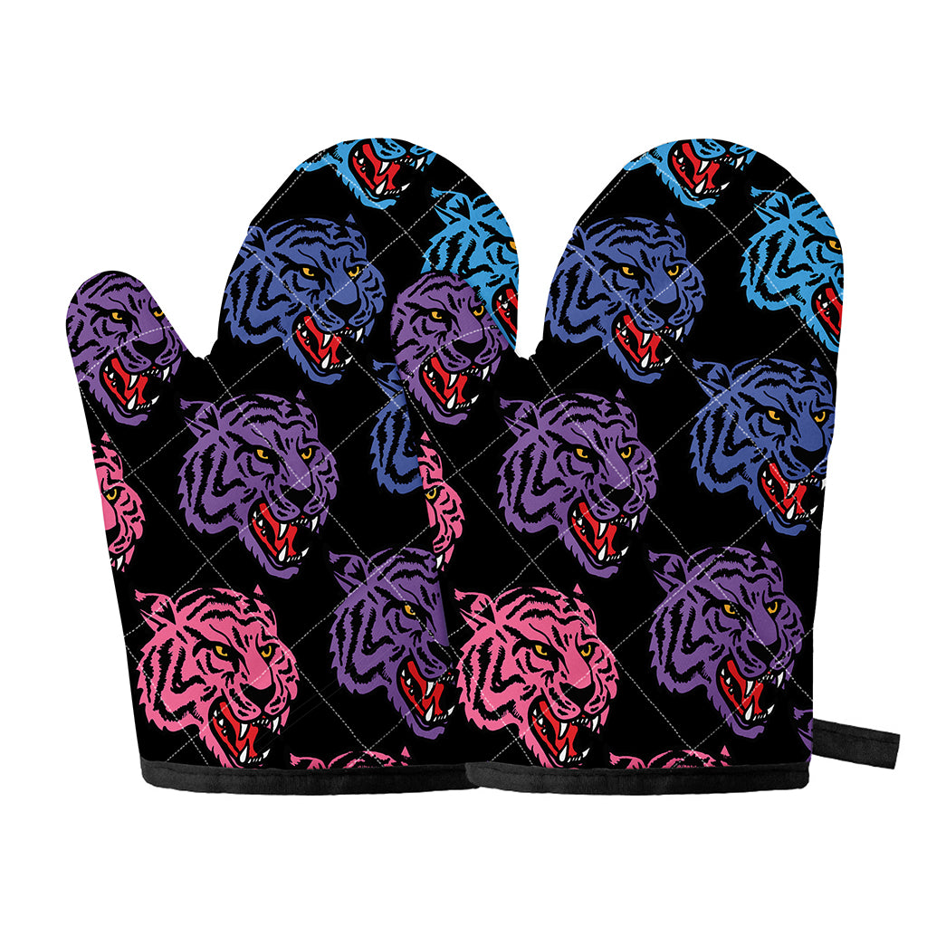 Colorful Tiger Head Pattern Print Oven Mitts