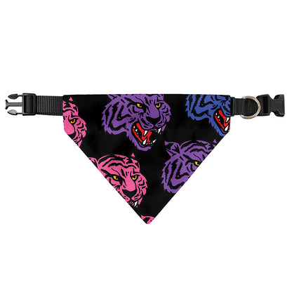 Colorful Tiger Head Pattern Print Over The Collar Dog Bandana