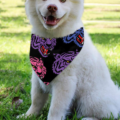 Colorful Tiger Head Pattern Print Over The Collar Dog Bandana