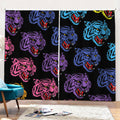 Colorful Tiger Head Pattern Print Pencil Pleat Curtains