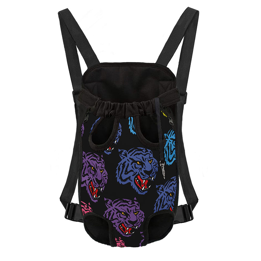 Colorful Tiger Head Pattern Print Pet Carrier Backpack